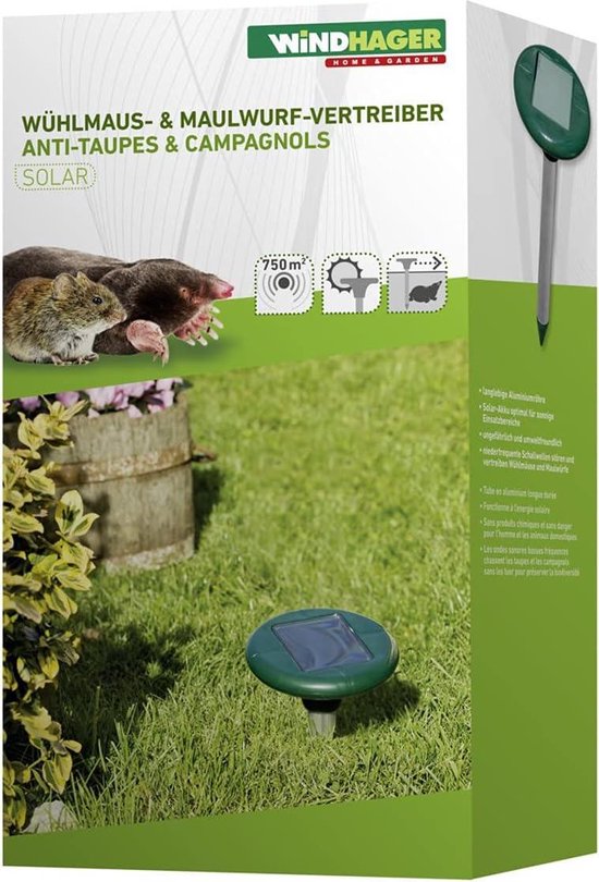 Répulsif Solaire Ultrasonique Anti-Taupes Et Campagnols - Protection Jardin Écologique Jusqu'à 650m²