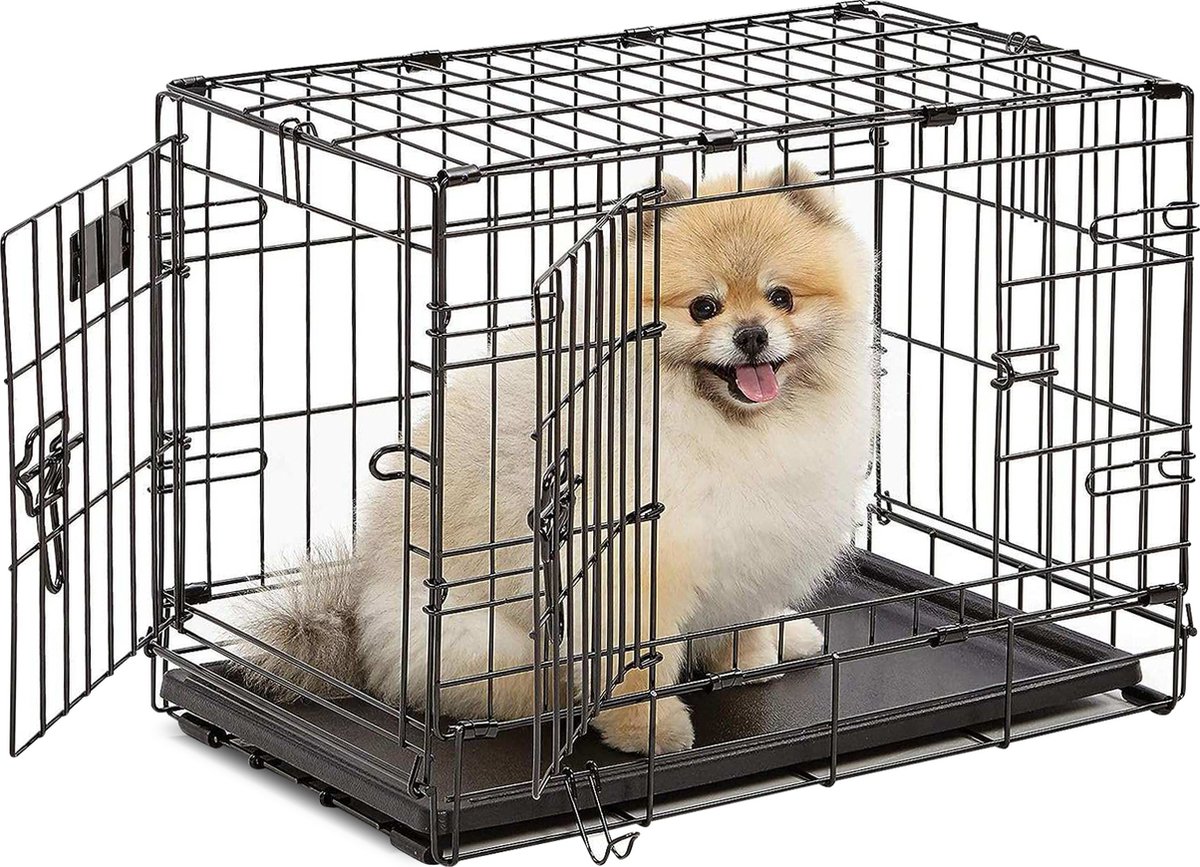 IvoQ Hondenbench S - Zwart - 60x43x49.5cm - Opvouwbaar - Duurzaam - Metaal