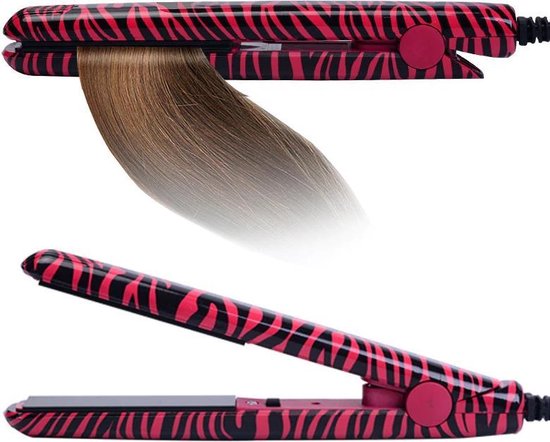raken rok Bedrijfsomschrijving Stijltang - Mini haarstyler - Reisformaat - Compact - Zebra print - Roze -  Zwart | bol.com