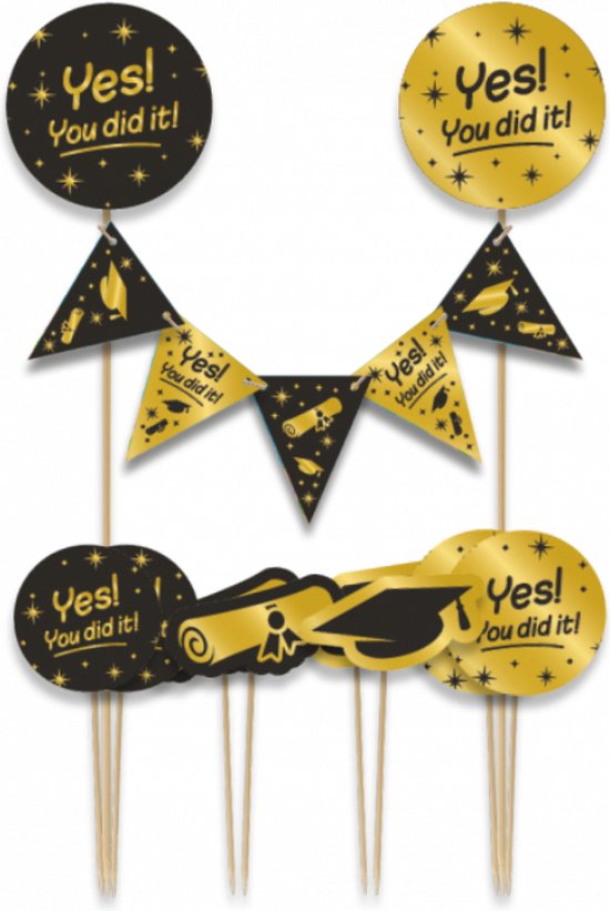 Paperdreams - Taartdecoratie set You did it - 9 stuks