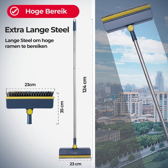 Leifheit raamwisser met borstel (28 cm) en telescoopsteel (110 - 190 cm