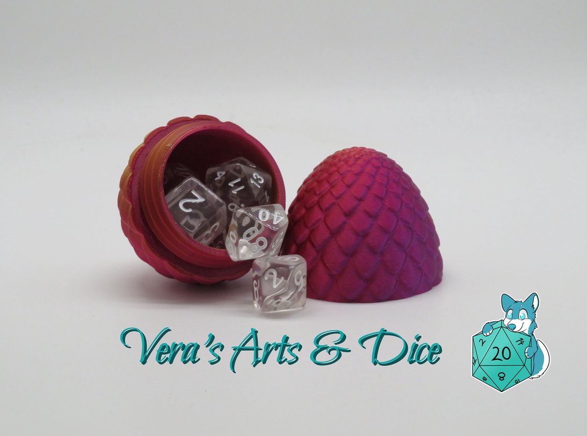 Vera's Arts & Dice Goud Rood en Paars Draken Ei met Surprise Dobbelstenen Set 3D Print Mystery Dragon Egg Triple Colour