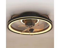 LumenXL - Zwarte plafondventilator met zomer/winter functie en aanpasbare kleurtemperatuur - Ikaros