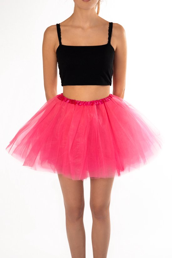 KIMU® Tutu Neon Roze Tule Rokje - Maat 110 116 122 128 134 140 - Fluor Petticoat Rok Kind - Ballet Pakje Meisje Eenhoorn Danseres Festival