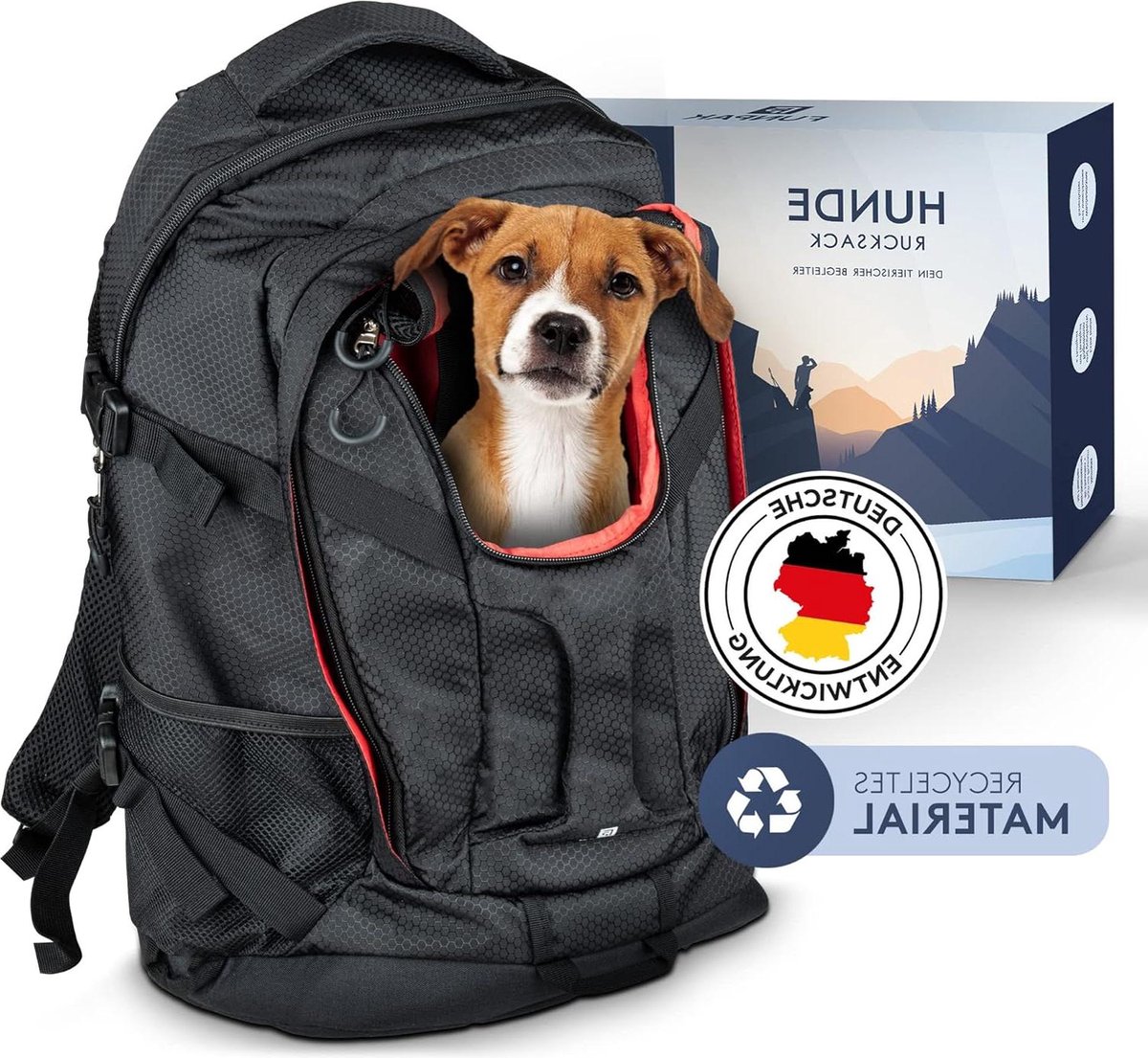 Hondenrugzak voor kleinere honden en puppy's - tot 6 kg - met mesh hoofdopening - ademende transportrugzak voor wandelen