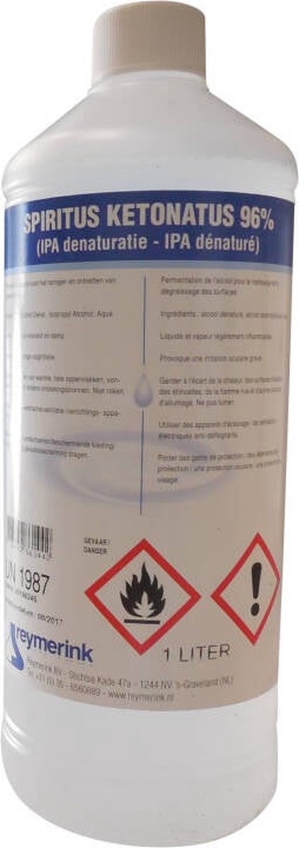 Reymerink - Alcohol 96% Spiritus Ketonatus 5l | Desinfectie voor PMU, Tattoo, Beauty, Styliste, Kapper Studio & Laser Salon Huisarts Tandarts Praktijk | Laserkliniek | Desinfectiemiddel | Desinfectiespray | Pure Alcohol | Tatoeage Praktijk
