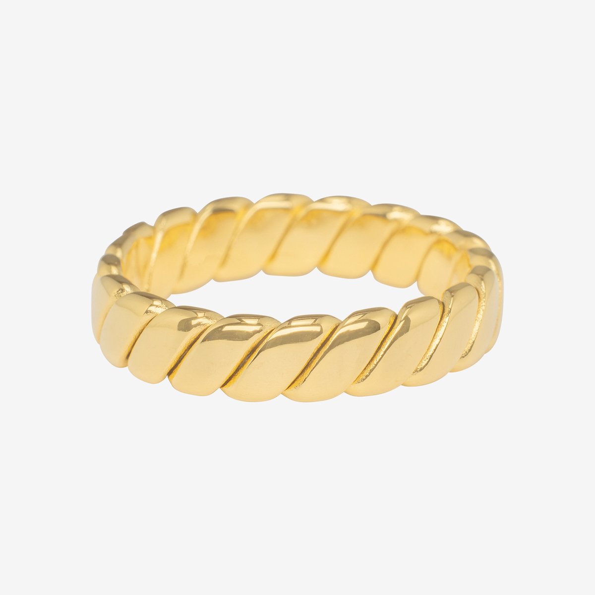 Essenza Twisted Chain Ring Gold Size 7