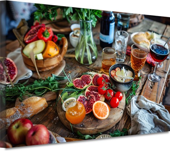 Fruit schilderij - Eten portret - Muurdecoratie Tafel - Modern schilderij - Canvas schilderij woonkamer - Wanddecoratie slaapkamer canvas 60x40 cm