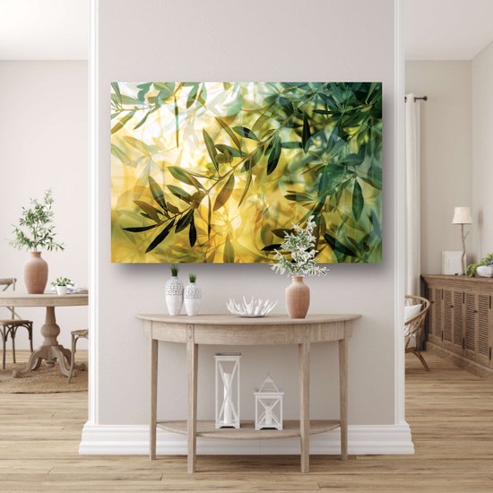 Portrait de branche - Tableau nature - Peinture sur toile Feuilles - Tableau moderne - Tableaux sur toile salon - Décoration murale chambre toile 70x50 cm