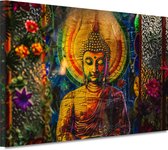 Tableau Bouddha - Portrait Spiritualité - Peintures toile Fleurs - Décoration murale moderne - Tableaux toile salon - Décoration murale chambre toile 150x100 cm