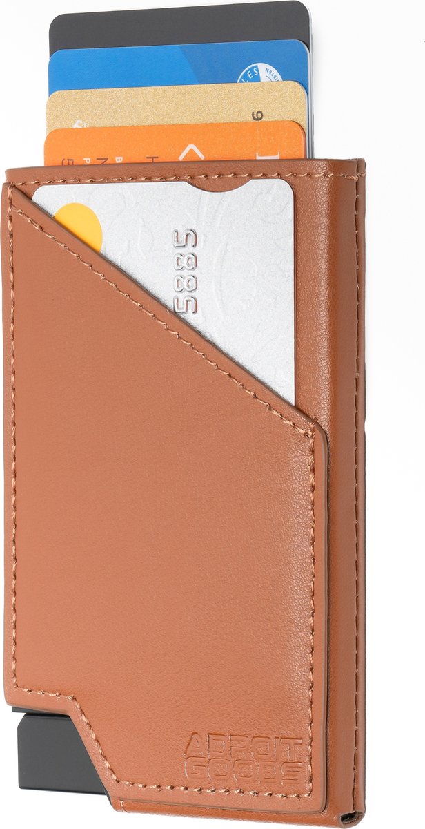 AdroitGoods Pasjeshouder 7 Pasjes Portemonnee - Creditcardhouder Met RFID Technologie - Leder - Bruin