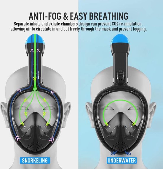 Herklotzn Masque De Plongée Pliable Avec Tuba Sec Et Support Caméra - Équipement Snorkeling Anti-Buée Noir