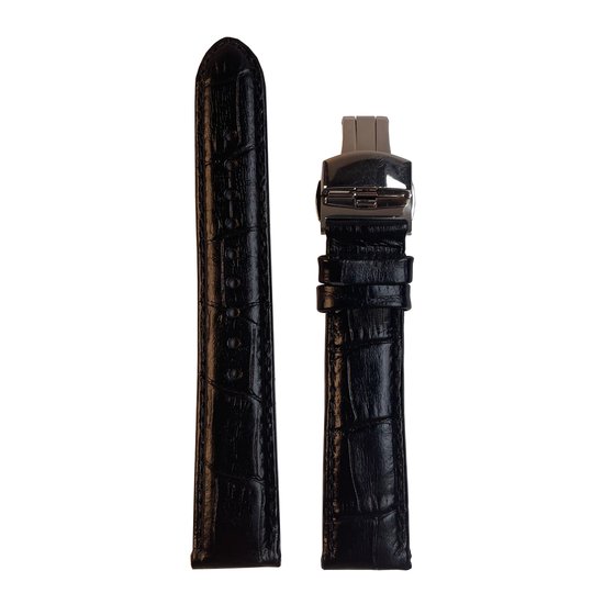 Bracelet De Montre En Cuir Crocodile Véritable - Noir - Largeur 18mm - Neuf Sans étiquette