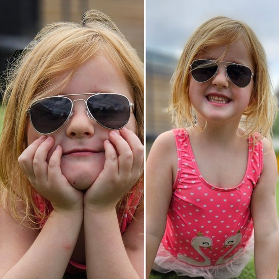 Unisex piloten zonnebril voor kinderen, met grijze lenzen, maximale UV-bescherming 400 cat.3, perfect cadeau voor meisjes en jongens van 2-4 jaar oud, nickel free, K-813 Aland optiek / zonnebril kind van Aland Optiek — afbeelding 3