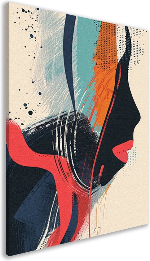 Vrouw wanddecoratie - Mens wanddecoratie - Canvas schilderij Verf - Wanddecoratie kinderkamer - Schilderijen canvas - Wanddecoratie woonkamer canvas 80x120 cm