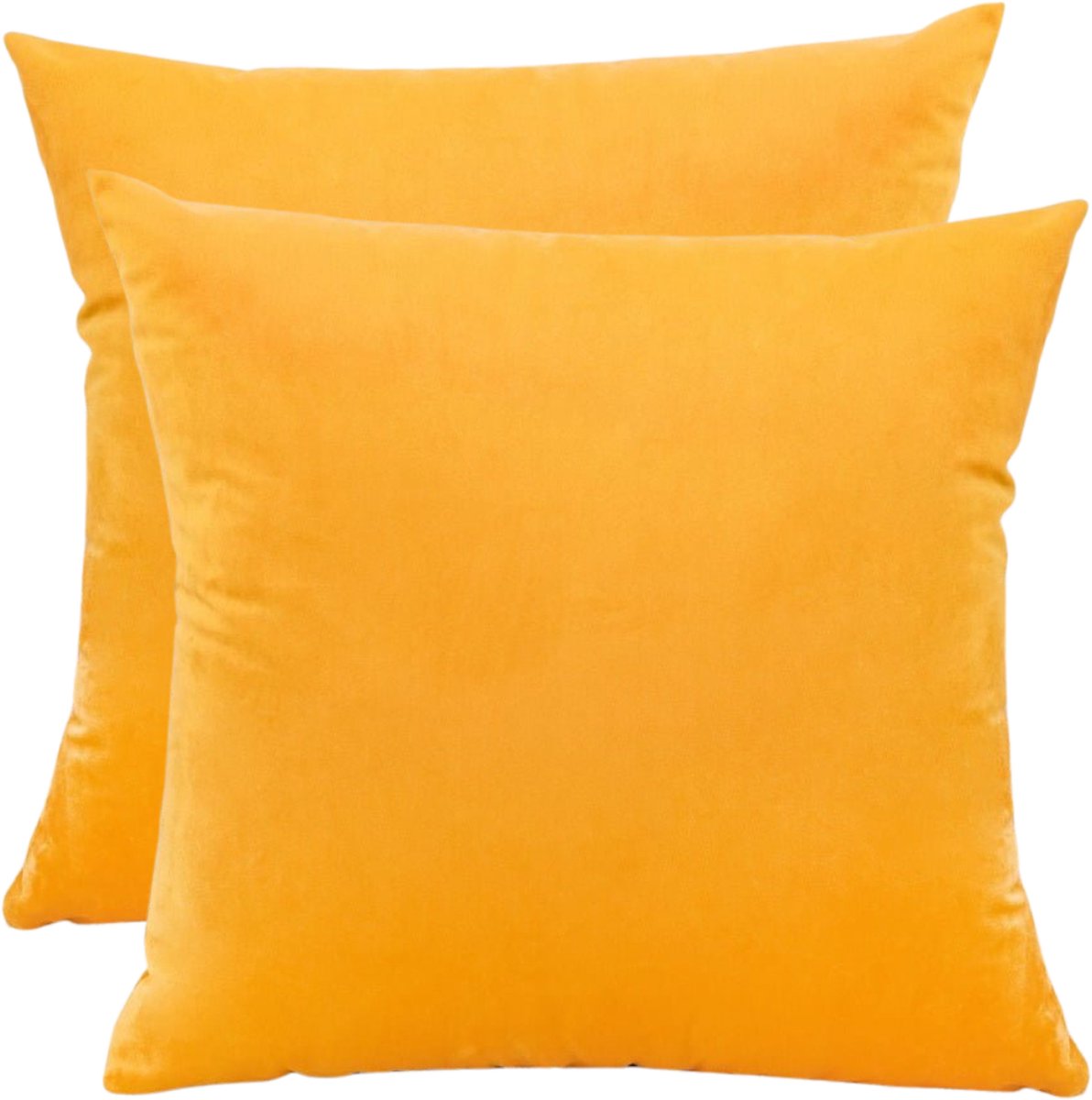 Sierkussenhoezen – Set van 2 – Velours 45x45 cm – Oranjegeel – Verborgen rits – Wasbaar