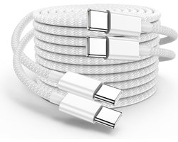 2x USB-C naar USB-C Kabel - 2 Meter - Extra stevige USB-C kabels USB-C oplader geschikt voor iPhone & Samsung - Snellader