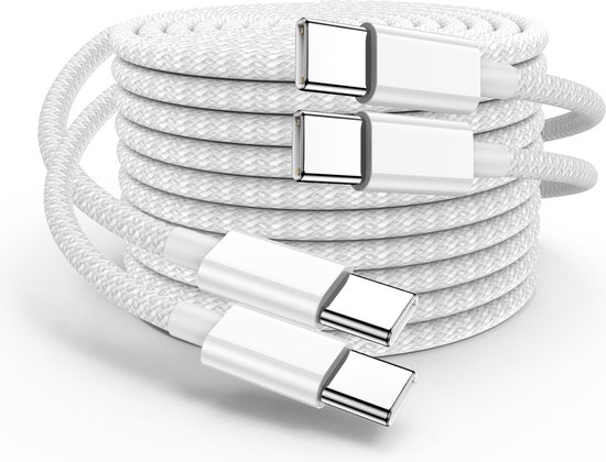 2x USB-C naar USB-C Kabel - 2 Meter - Extra stevige USB-C kabels USB-C oplader geschikt voor iPhone & Samsung - Snellader