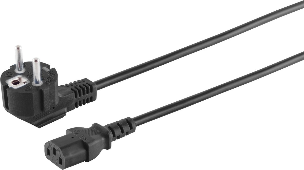 C13 - Schuko Haaks Voedingskabel - 3 x 1mm2 - 3 meter - Zwart