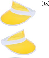Zonneklep transparant geel - Sport en spel carnaval zon hoed foute party strand hawai tropical thema grappig en fout