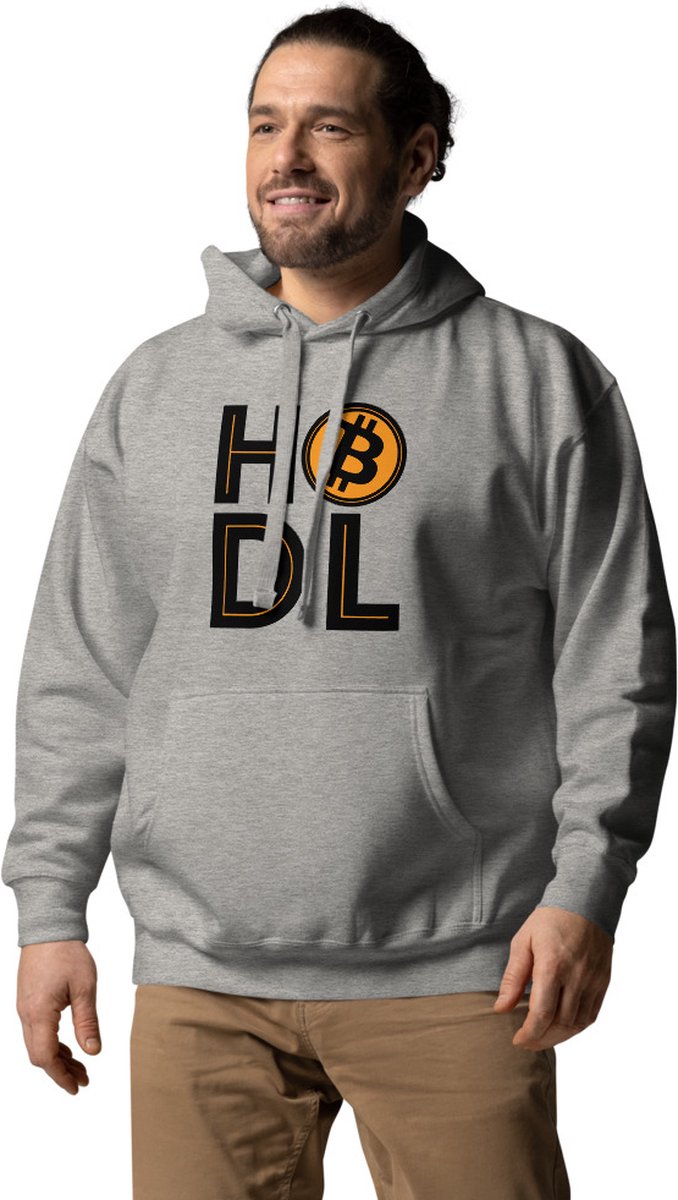 HODL - Premium Unisex Bitcoin Hoodie - Grijs - Maat S | Bitcoin cadeau|  Crypto cadeau|... | bol