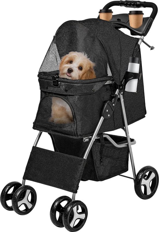 Lichtgewicht opvouwbare kinderwagen voor huisdieren met 360° draaibare