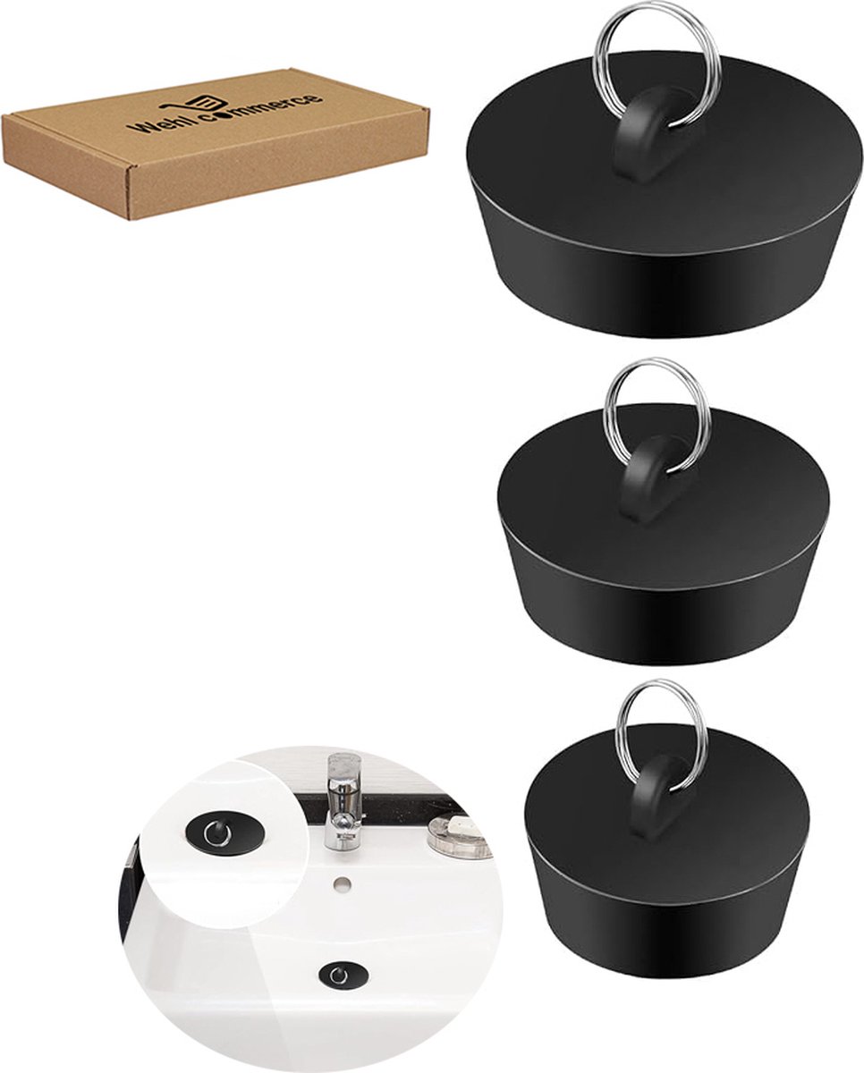 Gootsteen stop 3 pack - afvoerstop - gootsteen stopper gootsteen stop klein: 3,4 / 2,7 cm middel: 4,4 / 3,8 cm - groot: 5,1 / 4,6 cm