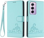 Convient pour Oppo Reno 12 Pro 5G - Étui portefeuille en cuir magnétique - Porte-cartes - Book Case - Vert clair