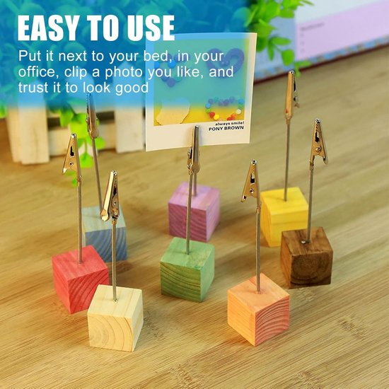 20 Stuks Fotohouders met Klemmen, Fotohouder, Memocliphouder, Houten
