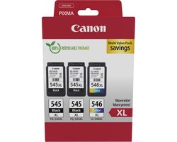 Canon PG-545XL/CL546XL 8286B013 inktcartridge - 3 stuk(s) - Origineel - Hoog (XL) rendement - Zwart, Cyaan, Magenta, Geel