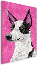 Hond schilderijen - Dieren schilderij - Schilderijen canvas Achtergrond - Wanddecoratie modern - Canvas schilderijen woonkamer - Slaapkamer wanddecoratie canvas 60x90 cm