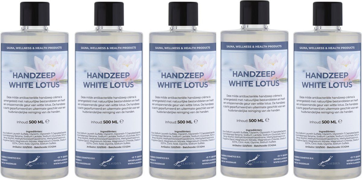 Goedkoopste Handzeep White Lotus 500 ml - set van 5 stuks - Voordeelverpakking