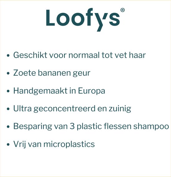 Loofys Shampoo Bar Soap Bar Banana – Vet Haar – Plasticvrij Haar – Vegan – Natuurlijke Shampoo tegen Vet Haar – 60g