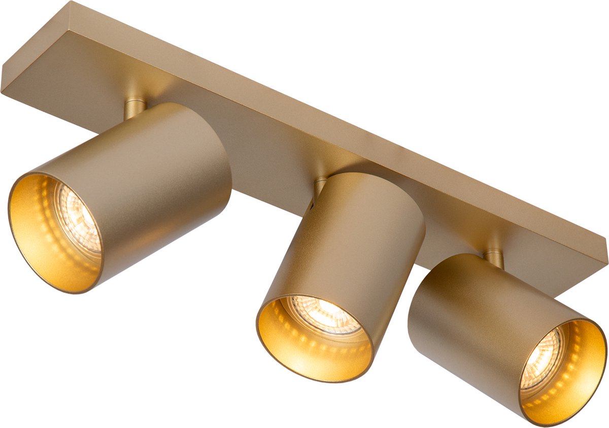 Atmooz - Plafondlamp Nuo 3 - Goud - Ø 7 cm - 3 Kantelbare Spots - Metaal - GU10 Fitting - 50W - Luxe Opbouwspot voor Accentverlichting