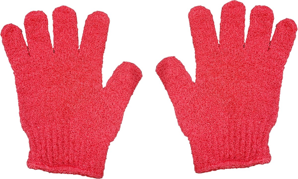 Goedkoopste Scrubhandschoenen - Handschoen voor het reinigen van de huid - 1 paar rood