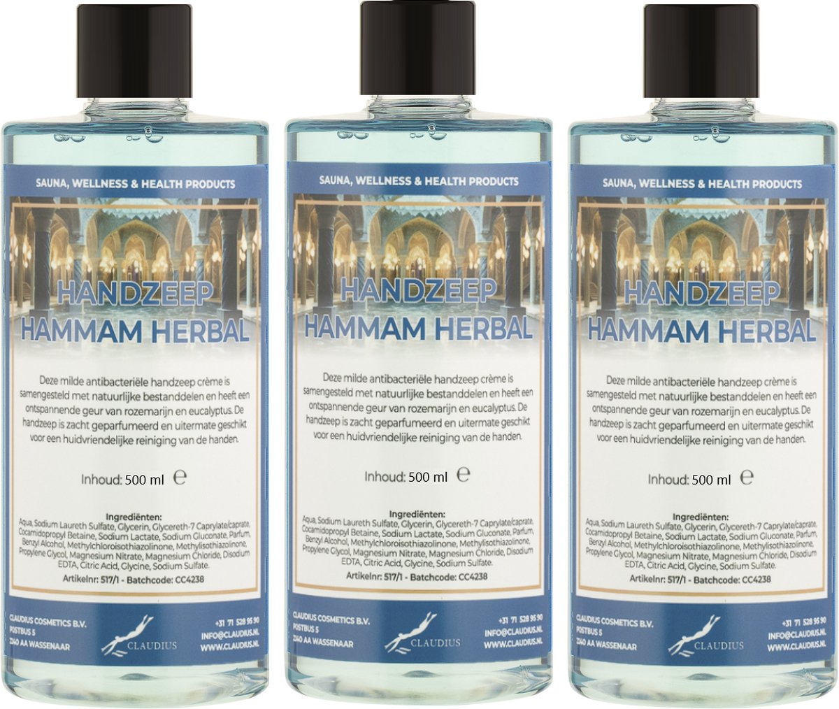 Goedkoopste Handzeep Hammam Herbal 500 ml - set van 3 stuks