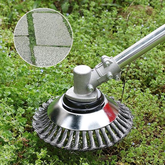 Onkruidborstel 150 x 254 mm voor bosmaaier met 4 adapters - Twist onkruidborstel - Verwijdert moeiteloos onkruid en mos — afbeelding 3