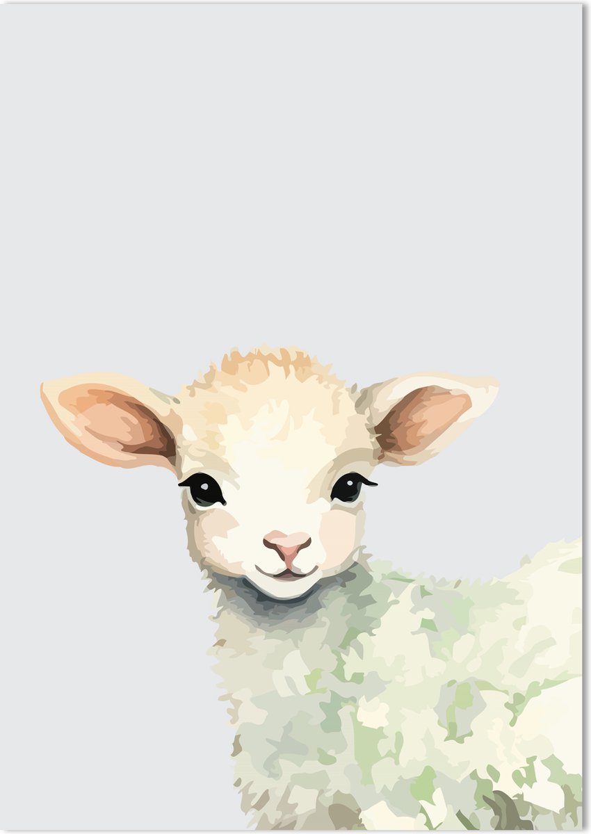 Lammetje Poster 70 x 50 cm - Poster Kinderkamer - Dierenposter - Babykamer decoratie