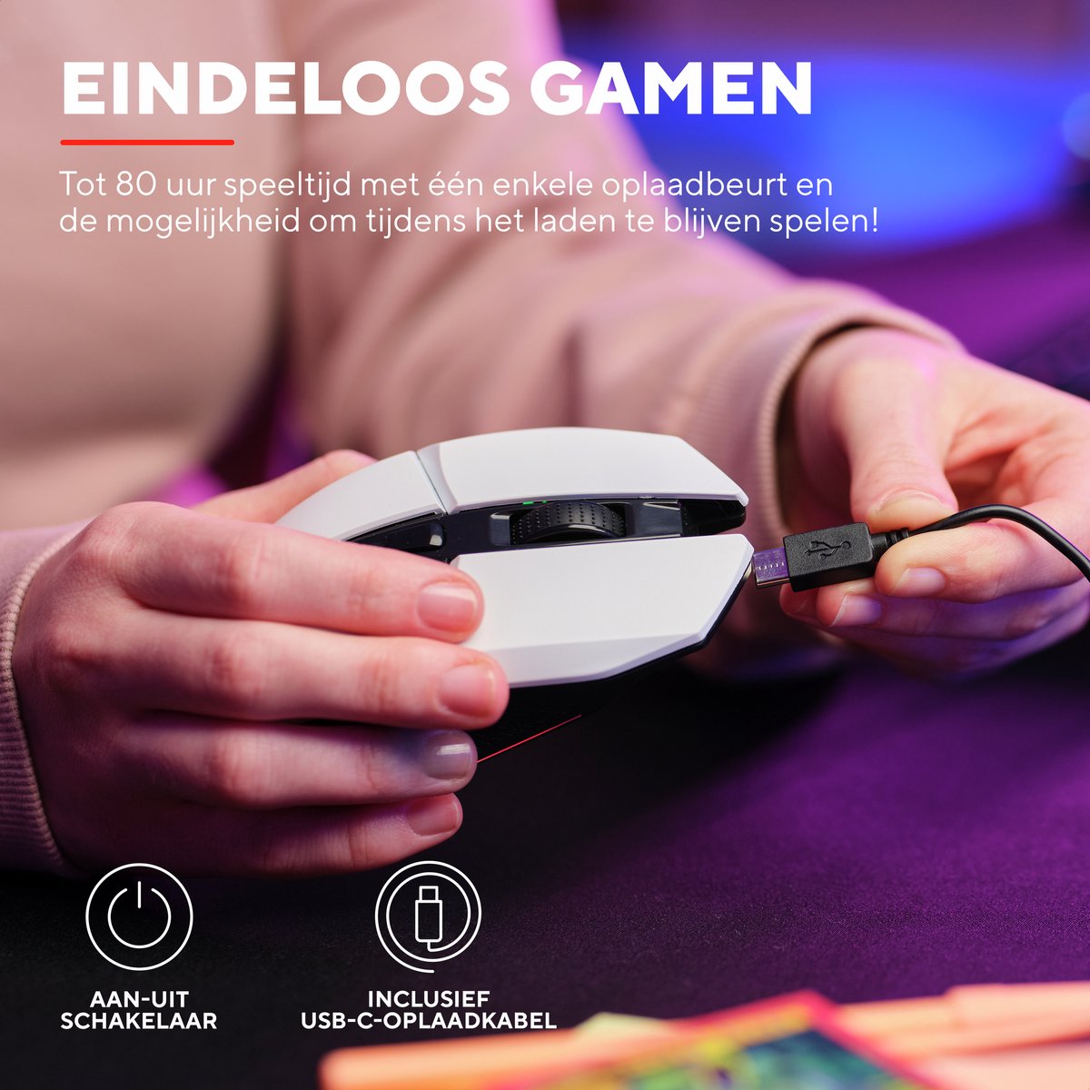 Trust GXT 110W Felox - Gaming Muis Draadloos - 4800 DPI - RGB Verlichting - Zwart thumbnail 5