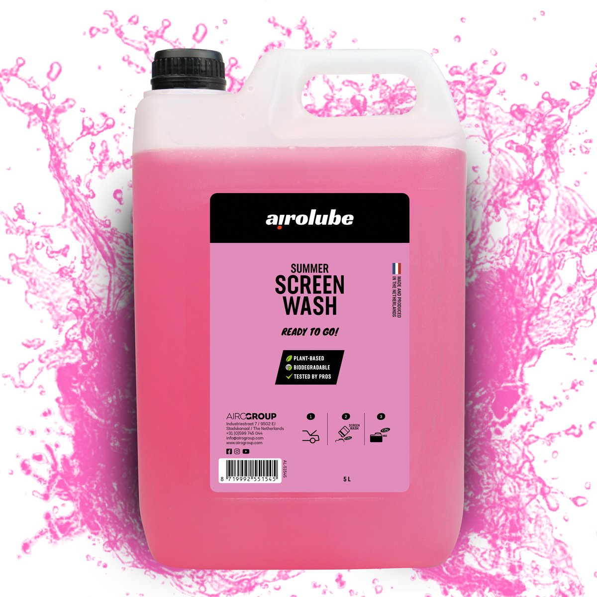 Airolube Summer Screenwash 5Ltr | Ruitensproeiervloeistof Zomer | Ruitenwisservloeistof Auto | Ruitenreiniger | Ruitenwisservloeistoffen | Plant-Based | Geurloos