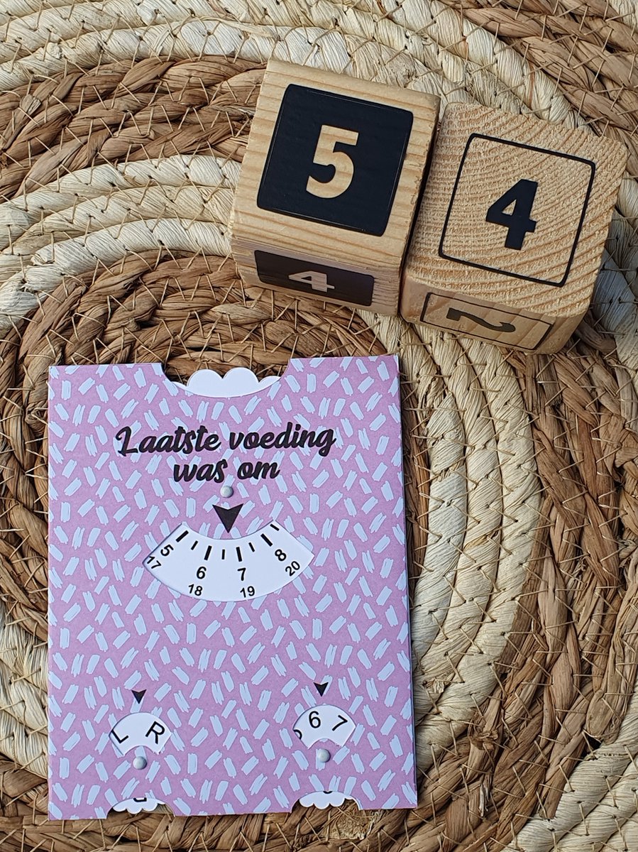 Goedkoopste Baby Voedingskaart | Voedingsschijf | Kraamcadeau | Zwangerschap | 54- roze met dikke streepjes