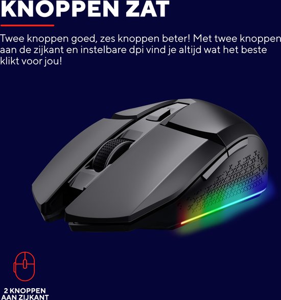 Trust GXT 110 Felox - Draadloze Gaming Muis - Verlichting - 4800DPI - Zwart