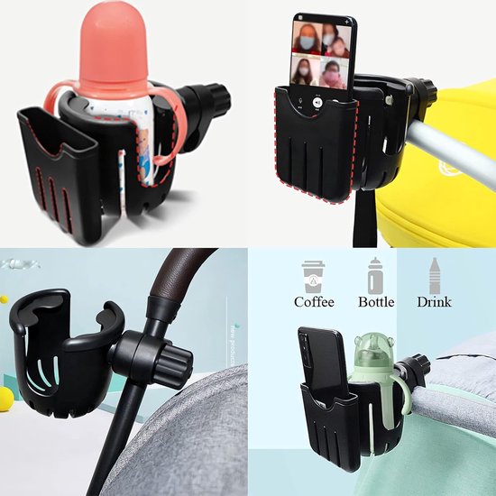 2 in 1 Bekerhouders & Telefoonhouder - Fiets Telefoonhouder - Schokbestendig - Organizer voor kinderwagen/fiets/rolstoel/Walker/Rollator - Kinderwagen Accessoires van VicSguitars — afbeelding 5
