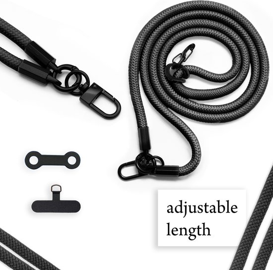 Chaîne de téléphone portable Cadorabo adaptée au HTC Desire 830 en NOIR avec cordon de sangle réglable à accrocher autour du cou