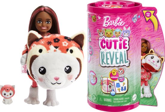 Pop Barbie Cutie Reveal - 30 cm - Chaton Panda Roux - Poupée Barbie