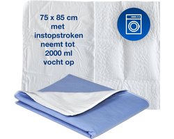 Abena Abri-Soft Wasbare Incontinentie Onderlegger - 1 Incontinentie Matrasbeschermer met Instopstroken - Onderlegger voor op Bed - 75 x 85 cm - 2000 ml absorptie