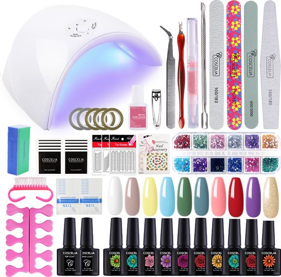 Foto: Gellak starterspakket gellak nagelset gellak uv led lamp 36w nail art 10 kleuren gellak manicure set nagellamp