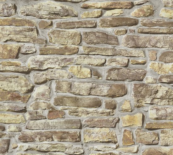 PAPIER PEINT EN PIERRE TOSCANE | industriel - Beige Jaune Marron - AS Création Elements 2