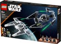 LEGO Star Wars doos met de Mandalorian Fang Fighter en TIE Interceptor in gevecht, met minifiguren.