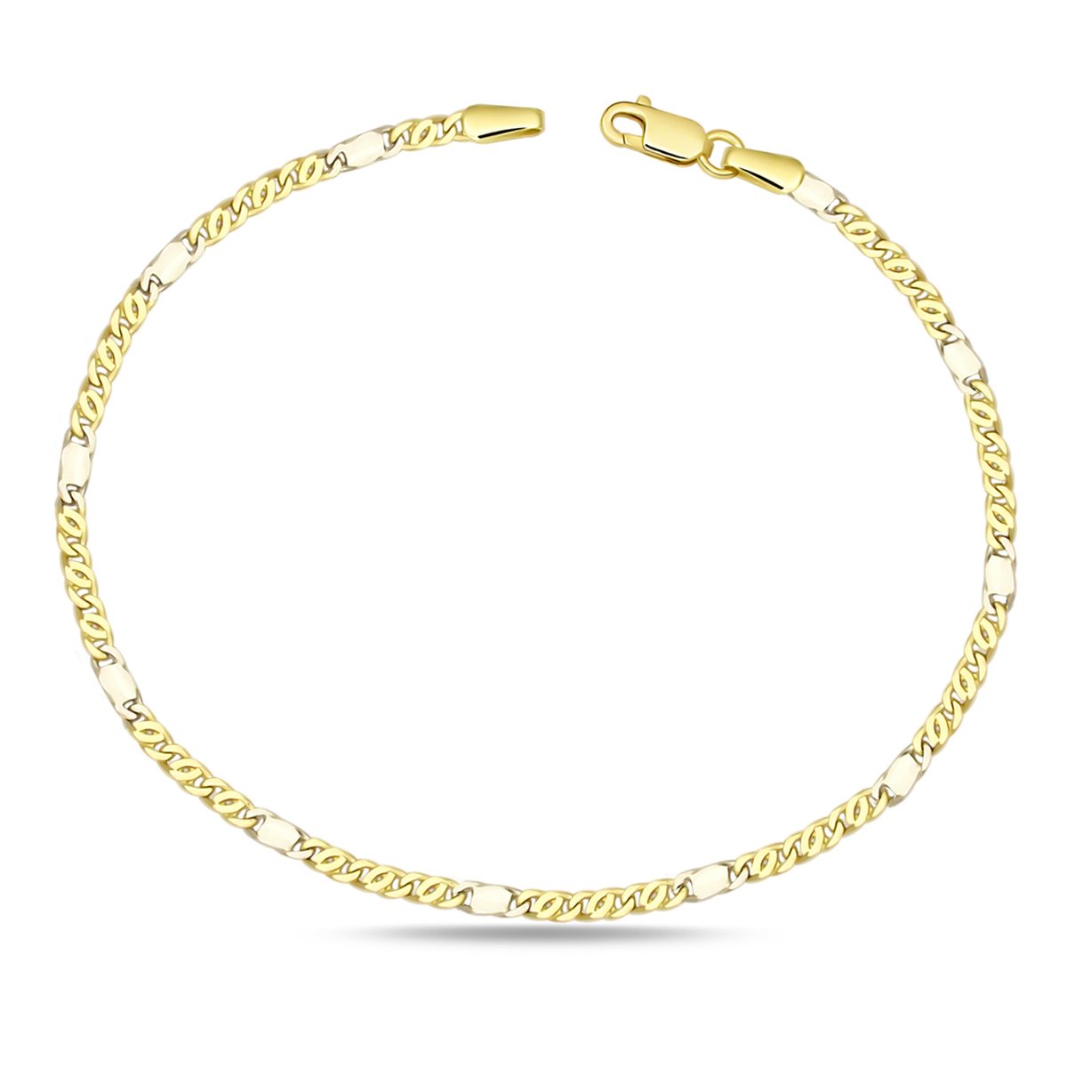 Juwelier Zwartevalk 14 karaat gouden bicolor armband valkenoog - ZV 1126/19,5cm